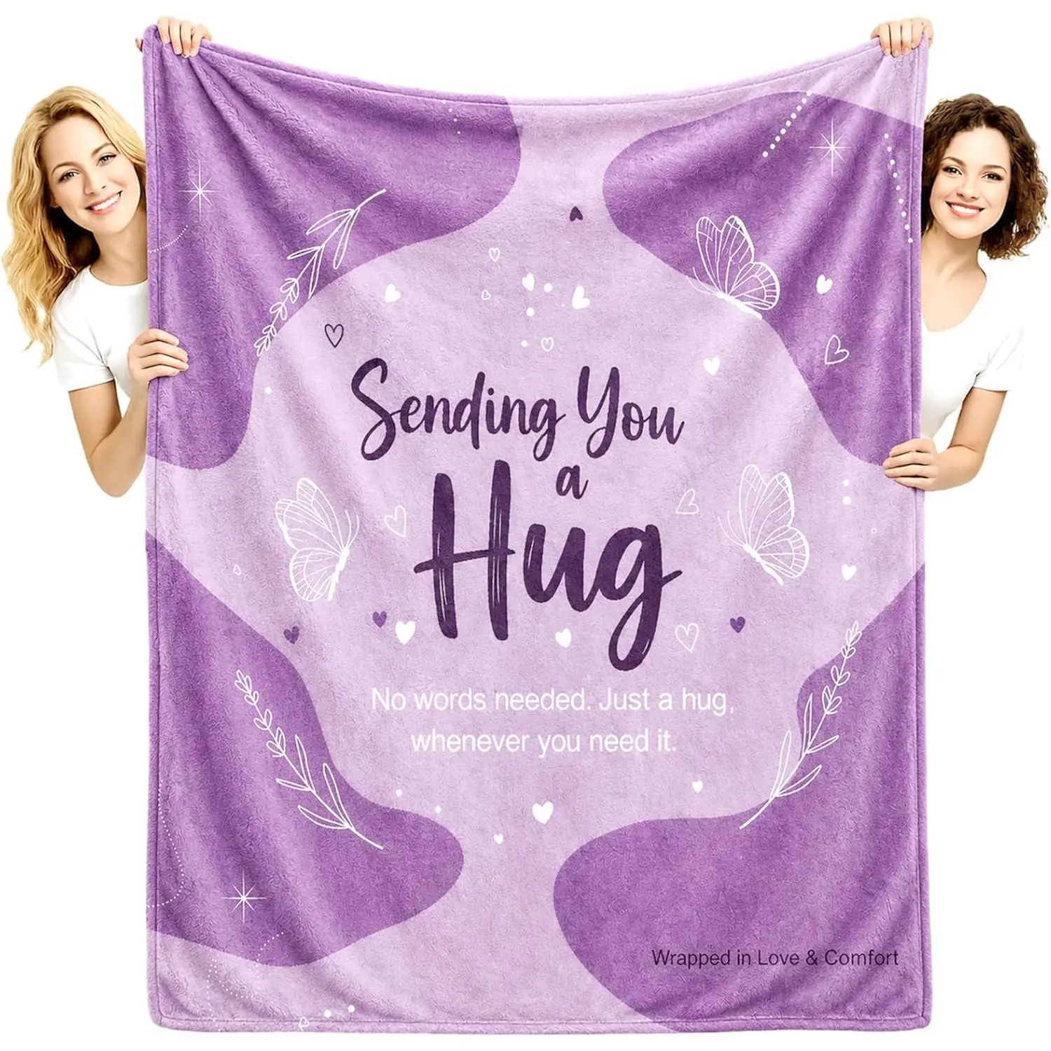 Get Well Gifts for Women, Hug  Blanket, Thinking of You After  Gifts for , Sister, Coworker, Soft Throw Blankets 50'' x 60'' (Sending Hug)