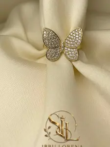 Anillo de mariposa con ziconia en oro laminado 14k size 7