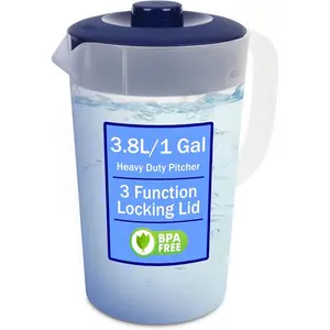 Water Pitcher with Lid 1 Gallon, Freezer/Dishwasher Safe, BPA Free & Phthalate Free - Navy