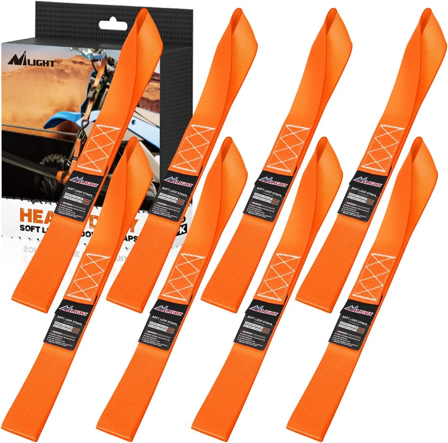 Nilight Motorcycle Tie Down Straps - 1.7"×17" Soft Loop Webbing, 12000Lbs Max Break Strength, Resistant Heavy Duty Automotive Accessories with Softest Quality for Securing ATV, Kayak Cargo