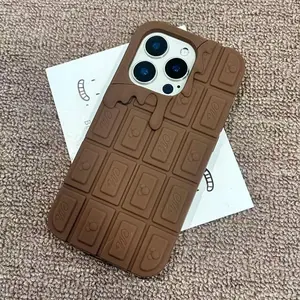 Cartoon Chocolate Design Phone Case, Cute Decorative Phone Protector Cover, Phone Accessories Compatible with iPhone 16 15 14 13 12 11 Pro Max, Casing