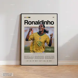 Ronaldinho Poster, Ronaldinho Brazil Wall Art, Framed Gaucho Print, Brazil Decor, Brazil Fan Gift Idea, Soccer Print