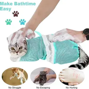 Cat Bath Mesh Bag,Portable Mesh Shower Bag,  Adjustable Cat Grooming Net Bag Anti-bite & Anti-Scratch Cat Bath Washing Restraint Bag, Breathable Mesh Cat Grooming Bag for Shower, Nail Trimming, Injection, pet tools Durable