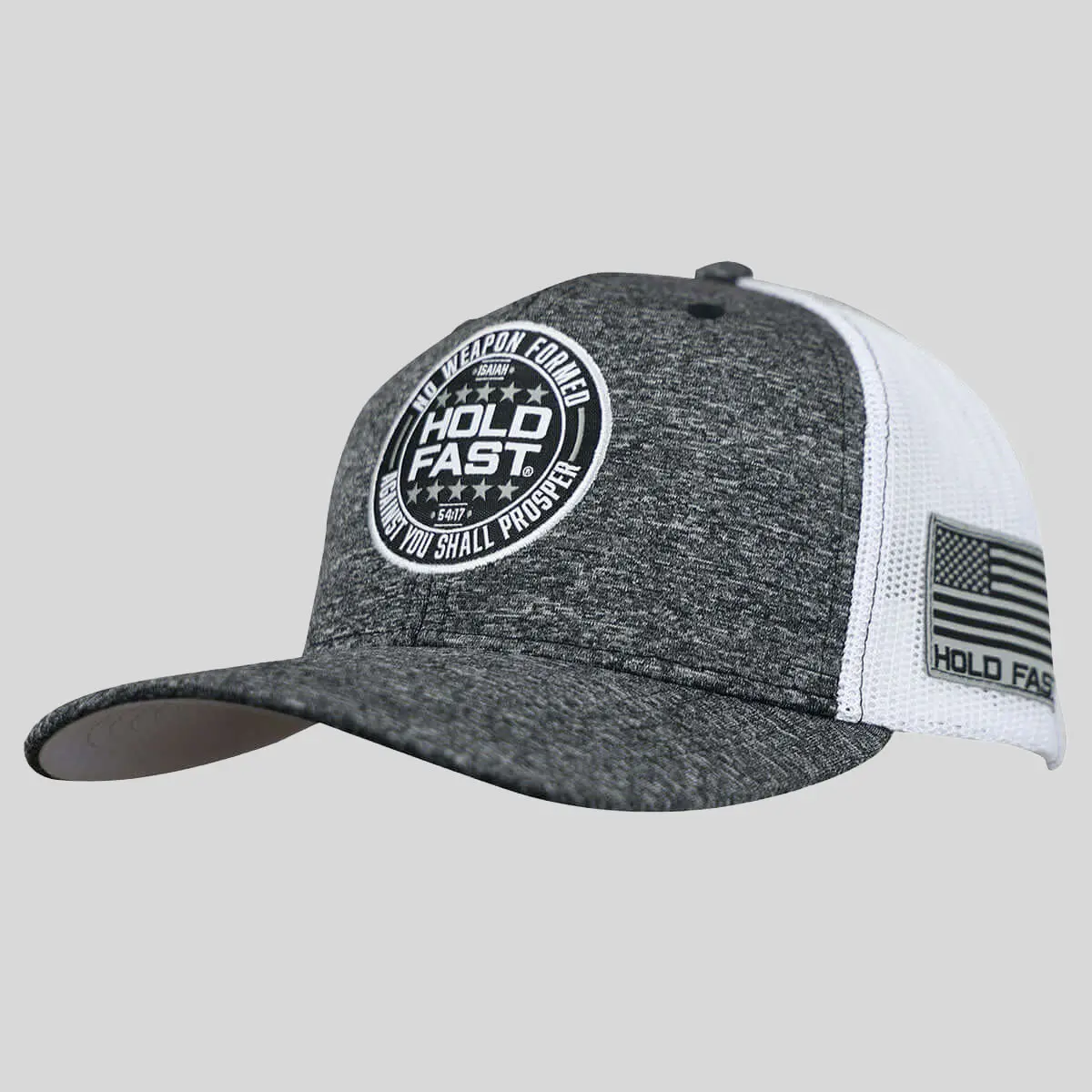 HOLD FAST No Weapon Formed Cap, Trucker Hat, Cotton Front, Unisex Adults, Christian Faith, Adult Unisex, One Size Most