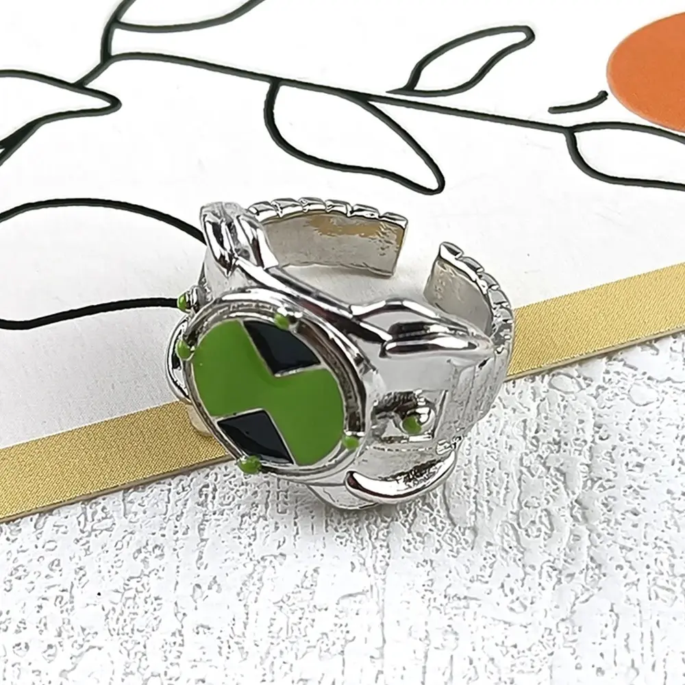 Anime Ben 10 Omnitrix Cosplay Ring Unisex Punk Goth Trendy Cartoon Personality Finger Rings Jewelry Accessories Gift