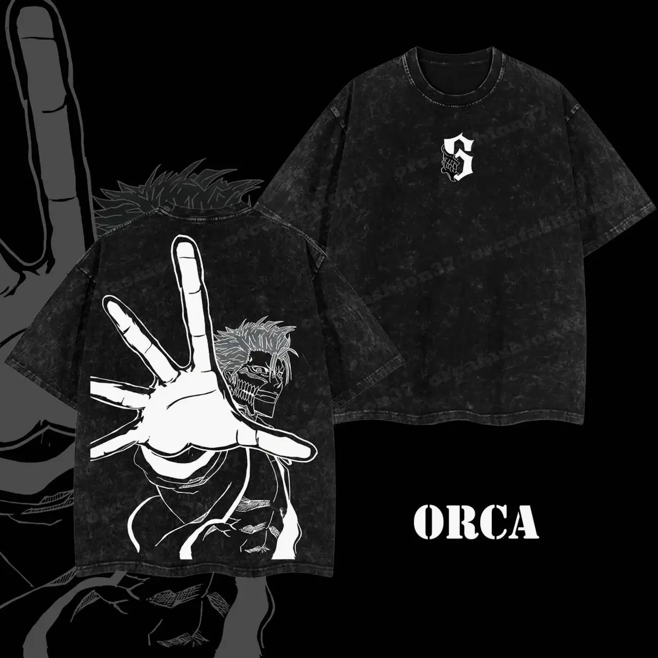 Orca Limited Grimmjow Jaegerjaquez - Sexta Espada - Bleach 8.46 Vintage Washed Tee 90s, Unisex Oversized Anime Manga Washed Lightweight Cotton T-Shirt, Gift For Anime Fan OC7