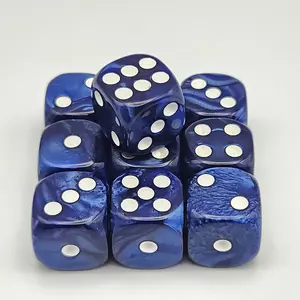 Pearl Pattern Game Dice Set, 12mm 10pcs/set, Polyhedral Dice Set, Acrylic Rounded Corner Design, Luxurious Mini Game Accessories, Perfect for Gaming Enthusiasts