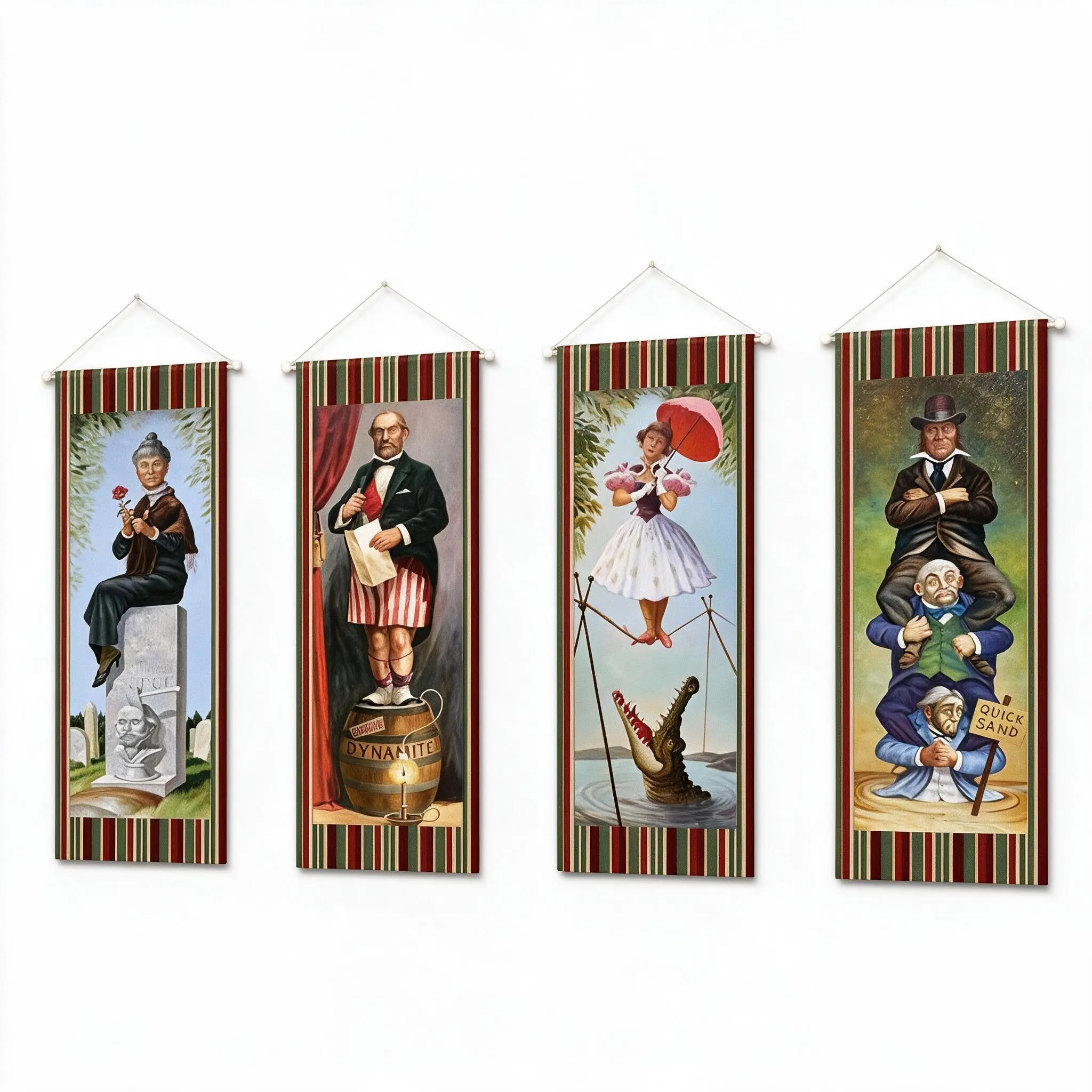 4Pcs Halloween Ghost Portrait Tapestry, Vintage Haunted House Background Decor for Festive Home & Party Supplies