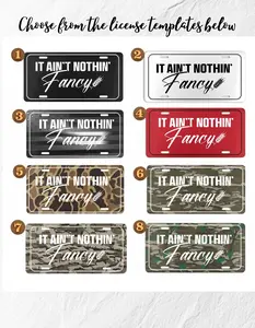 "It Ain't Nothin' Fancy" Novelty Front License Plate - Minimalist Country Style Aluminum Metal Car Tag - Rustic Farmhouse Vanity Plate - Gift for Truck Owners