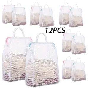 Honeycomb Mesh Laundry Bags with Handle 12 x 8 Inch Socks Bag for Washing Machine Delicate Items Lingerie Travel Garment Pink and Blue 12 Pcs Stain Resistant Breathable Material Cleaning