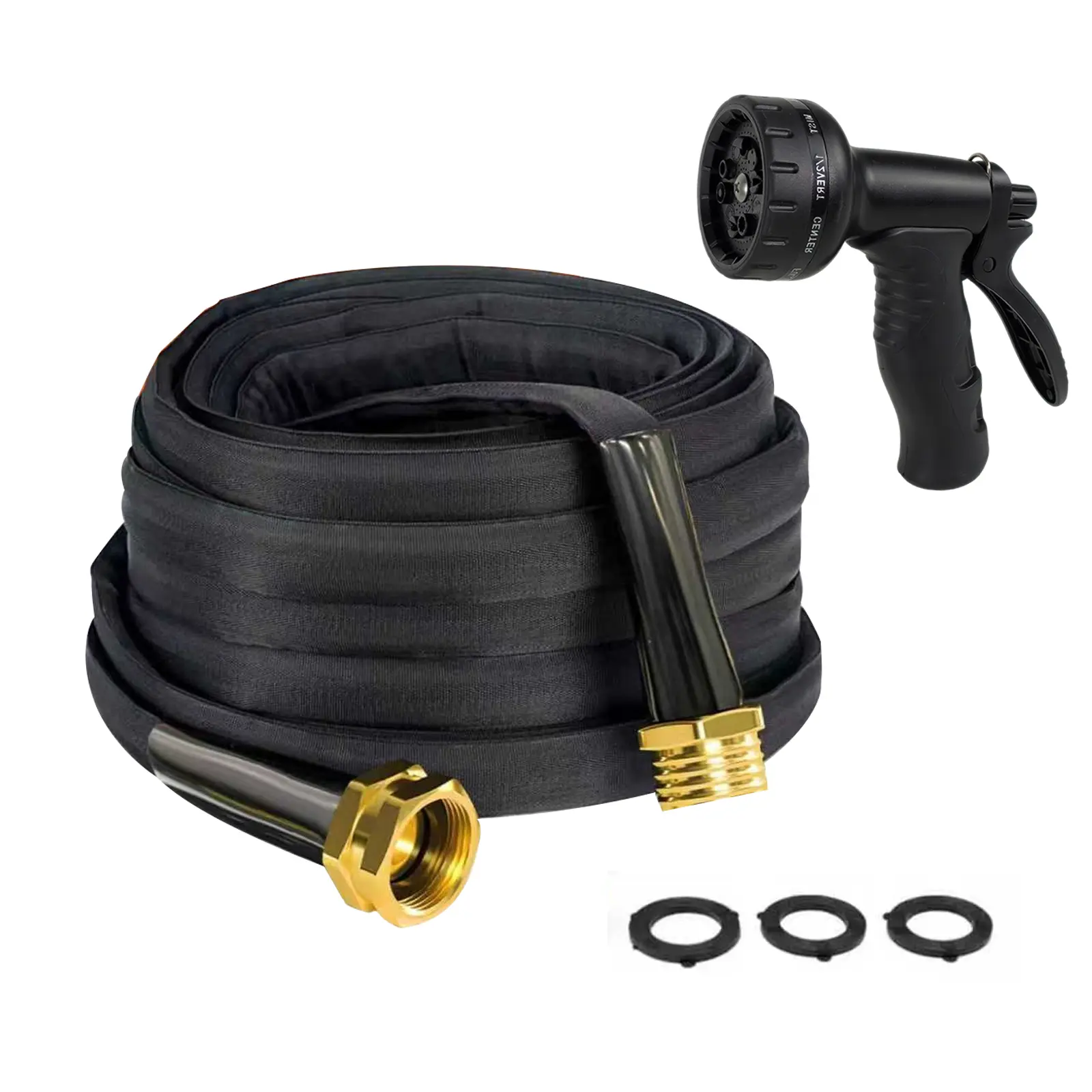 Garden Hose with 10 Function Nozzle, 50FT/100FT Lightweight Leak-Proof Heavy-Duty Flexible Water Hose, Superior Strngth Lay Flat Kink Free High-Pressure Flexible Hose