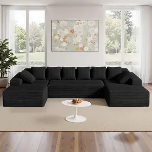 【3 Packages shipping】131'' Large Sectional Couches with Chaise Lounge, U-Shaped No Assembly Required Deep Seat Modular Cloud Sofa for Living Room 1PCS, Bedroom