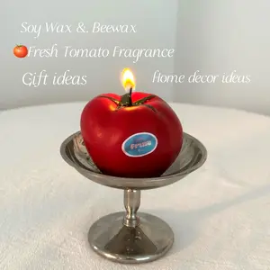 Tomato Fruit Scent Candle – Fresh Tomato Fragrance, Wild Tomato Aroma; Home Decor Gift, Ambient Decoration Home Ornament Candle; Realistic Fruit Design; Made from Soy Wax and Beeswax; Safe Scented