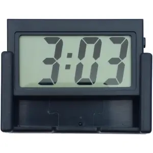 Small Portable Digital Mini Travel Clock Battery Operated Self Adhesive for Classroom Bedroom Bathroom Car Motorcycle Dashboard, 1 Piece Black