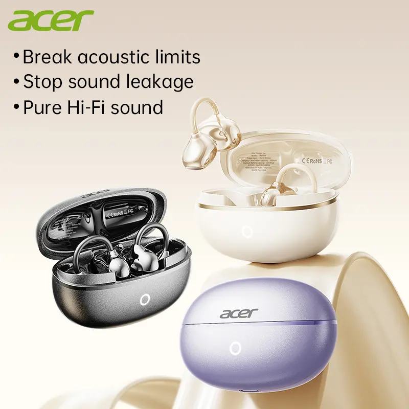 Acer OHR654 Open ear clip headphones, wireless Bluetooth 6.0 headphones, built-in microphone and ear hook, comfortable to wear, high fidelity sound quality playback time of 36 hours, for women & men GIFT