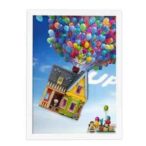 【Board Only】Acrylic Display Wall Mount for 43217 UP HOUSE ,Relive The Magic of The Beloved Animated Film, Secure & Ready-to-Hang Shelf for Your Building Set, Cloud Backdrop with Balloons, Christmas Gifts for Fans