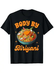 Biryani Lover's Delight - 100% cotton Indian and Pakistani food lovers T-shirt, crew neck, printed design, available in various sizes, Body, all-day comfort, clean design, unisex fit, weekend casual, Independence Day