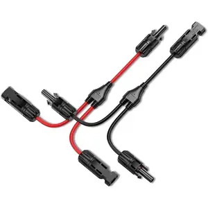 Solar Connectors 30A Y-Branch Cable, Solar Cable Parallel Adaptor Solar Panel Wire Connectors in Pair for Solar Panel (1*M/FF+1*F/MM)