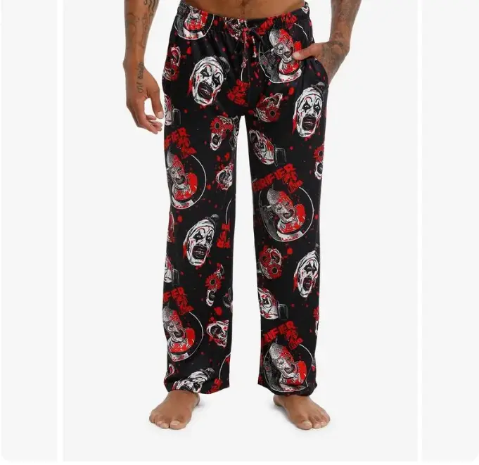 Terrifier 2 Art the Clown Pajama Pants – Horror Movie Lounge Sleepwear for Fans, Super Comfortable Loose Fit Four Seasons Casual Sleep Bottoms, Ultimate Horror Fan Gear