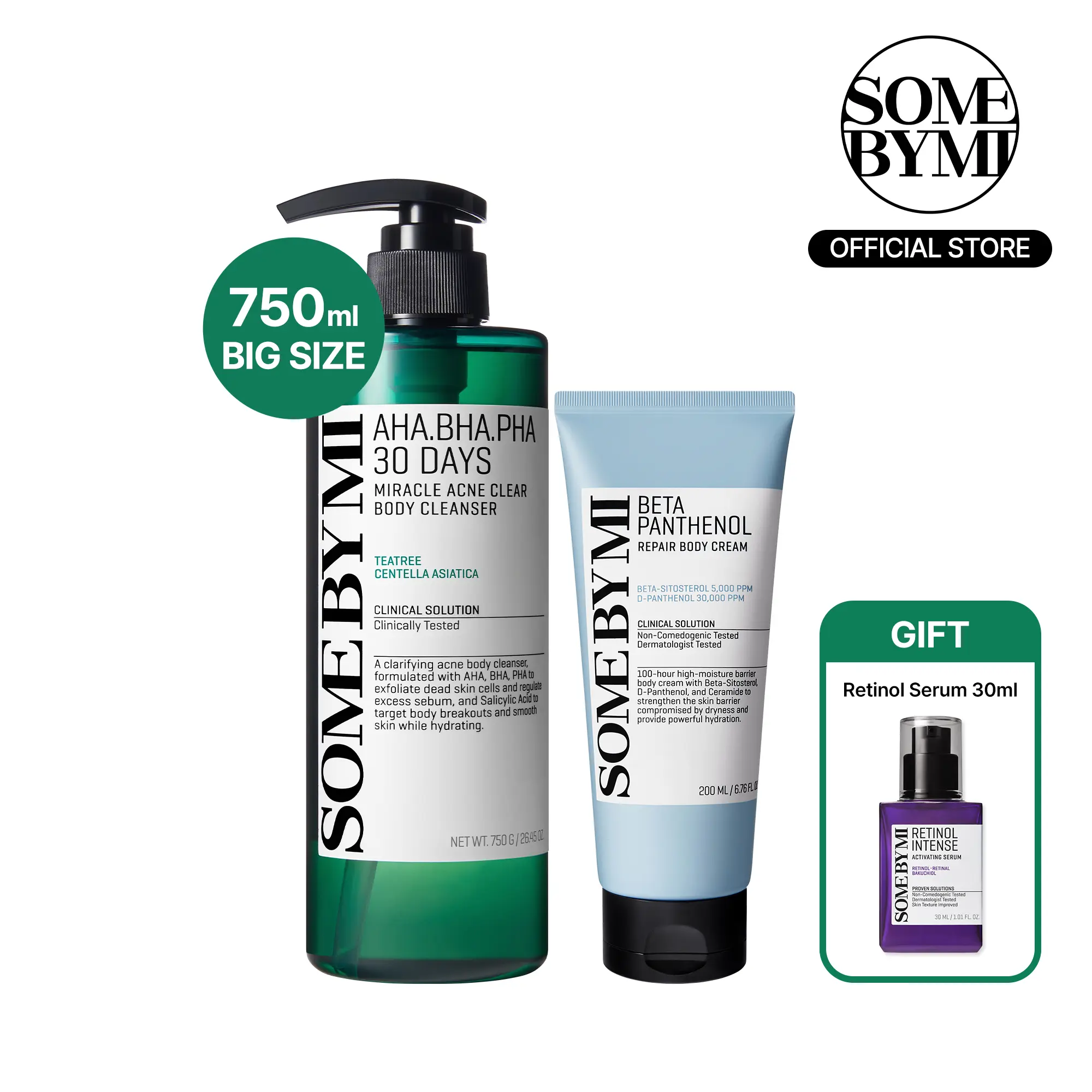 Korean Body Care Set - Korean Skincare - Salicylic Acid Acne Body Wash & Ceramide Cream Duo to Treat Back Acne, Body Odor Control & Rough Bumpy Skin
