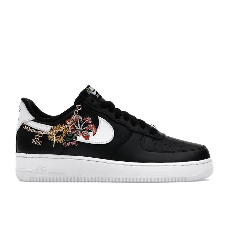 Nike Air Force 1 Low Premium Now Accepting All Flowers Black Women's Sneakers – Stylish Low-Top Lifestyle Shoes Featuring Premium Black Leather Upper, Floral-Inspired Details, Classic AF1 Silhouette, Comfortable Cushioning, Durable Rubber Outsole