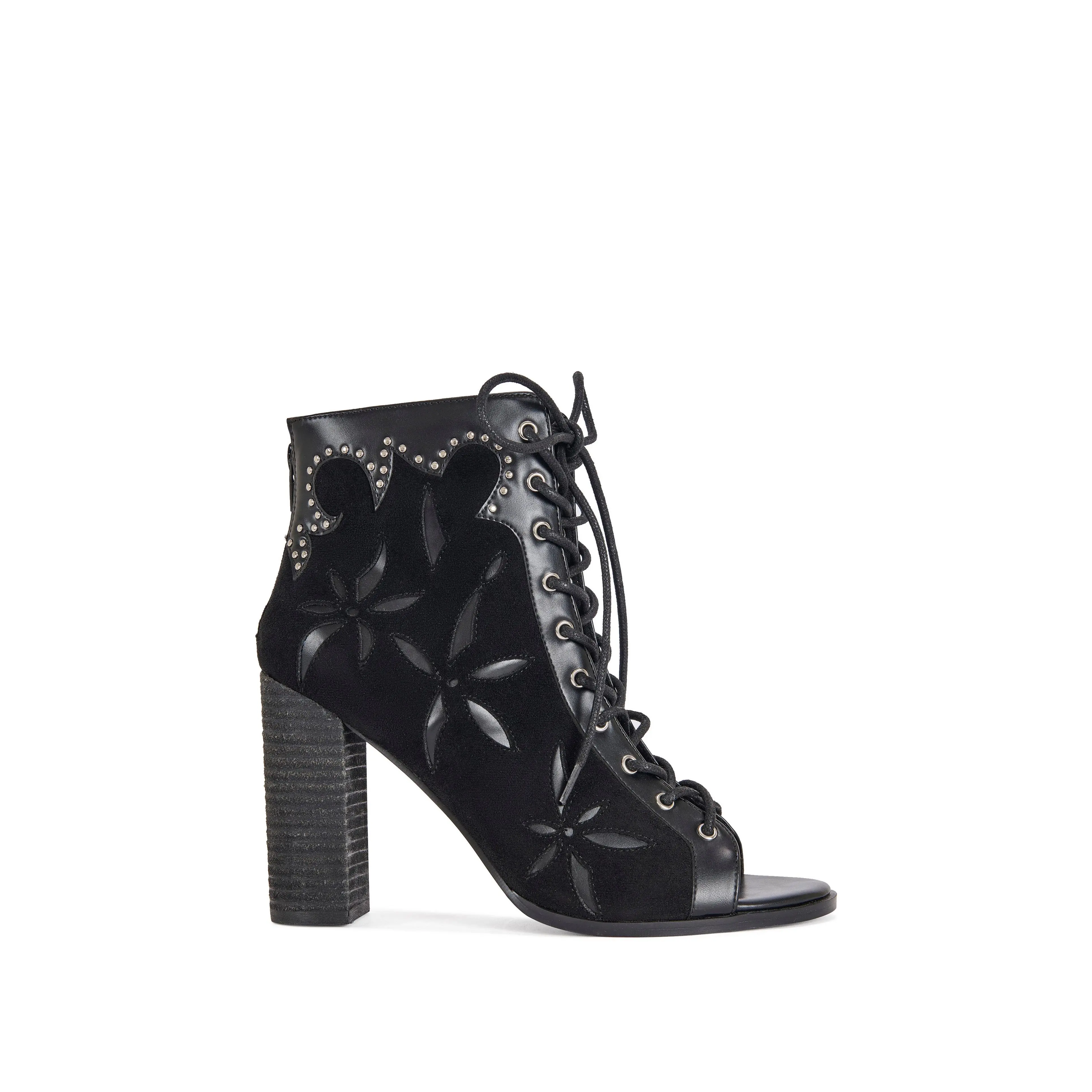 MIRONA-BLACK WESTERN PEEP-TOE BOOTIE MIRONA-BLACK WESTERN PEEP-TOE BOOTIE