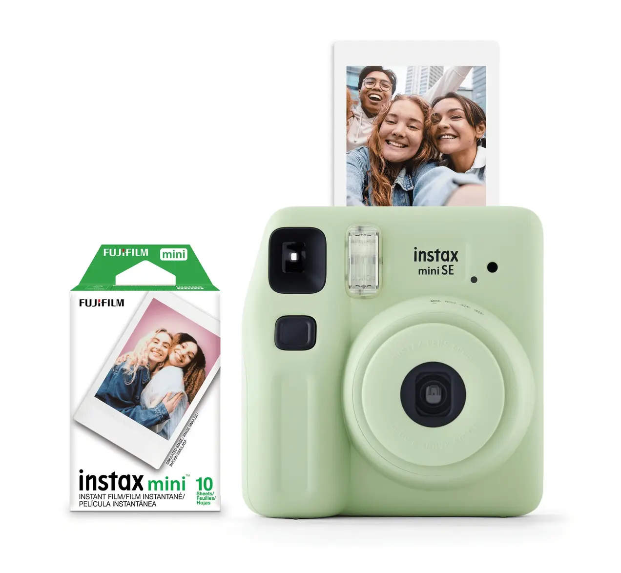 Fujifilm Instax Mini SE Instant Camera with Bonus 10 pack Mini Film, Seafoam Green (Value Pack)