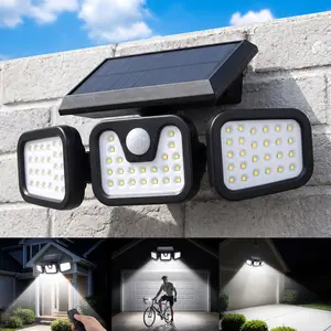 Solar Flood Lights Outdoor, Motion Sensor Lights, 3 Adjustable Heads Security Lights, IP65 Waterproof, with 180° Wide Lighting Angle Solar Powered Lights for Patio Yard Garage Entryways Porch,SummerVibes SummerWins DealsForYouDays summergarden