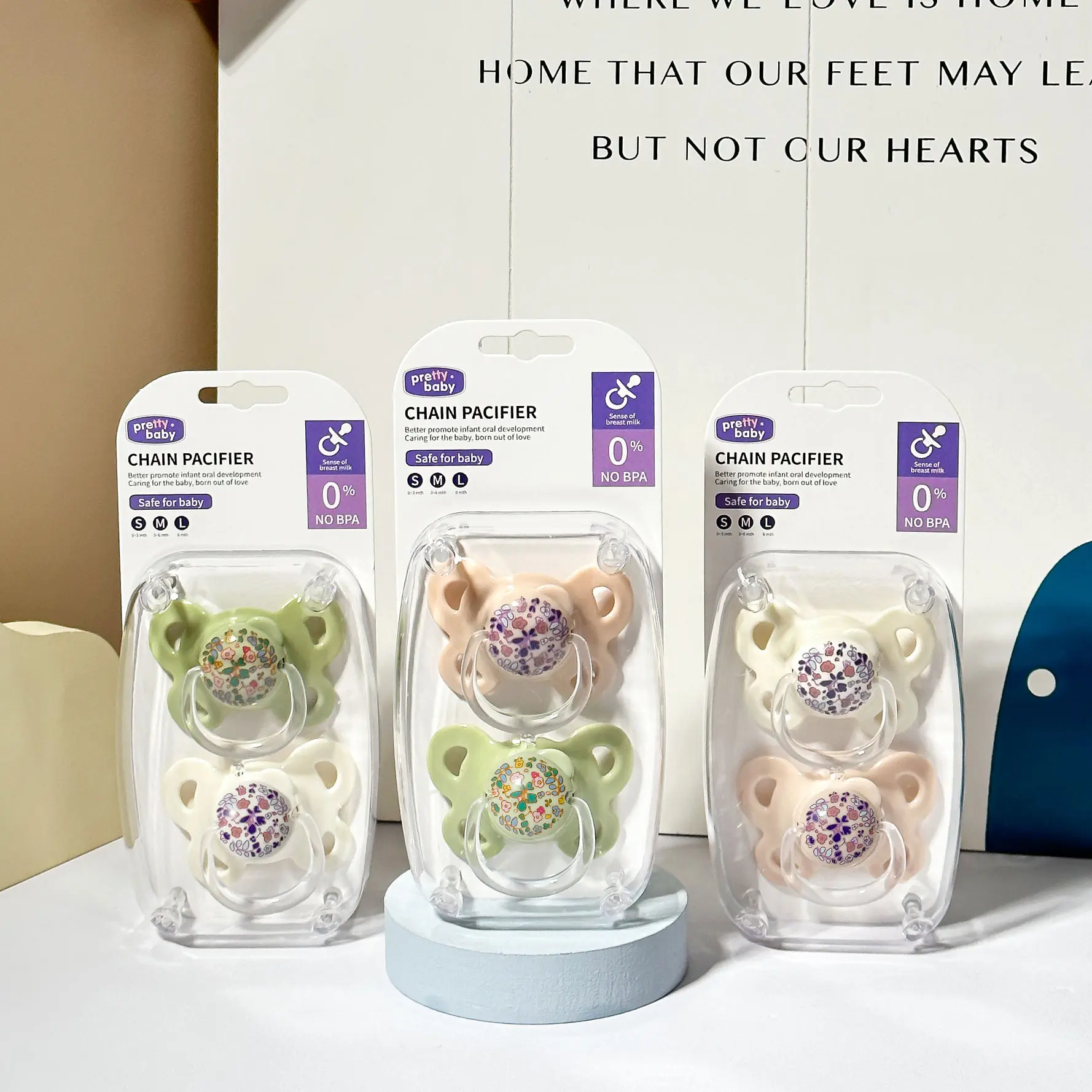 Pretty Baby 2pc Butterfly-Shaped Silicone Pacifiers for Babies, Multi-Color Snug Fit Sleeping Aid Set, Multi-Colors