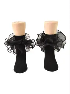 Ruffled Socks, Girl's Folded Ruffle Decorative Socks, Dance Socks, Princess Socks, Fashionable Anklet Socks for Kids