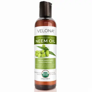 velona Neem Oil USDA Certified Organic - 4 fl oz | 100% Pure and Natural Carrier Oil | Virgin, Unrefined, Cold Pressed | Hair, Body and Skin Care