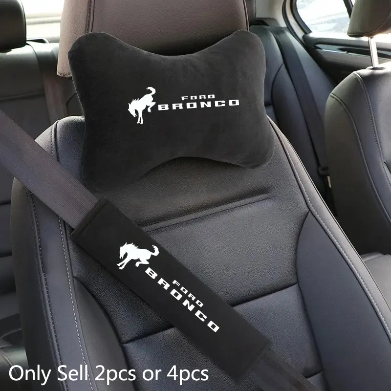 Car Seat Headrest Rest Neck Pillow Cushion Seat Belt Shoulder Pad Automotive For Ford Bronco Ranger S-Max Focus Mondeo Transit Tourneo Custom Ranger Auto Interior Accessories