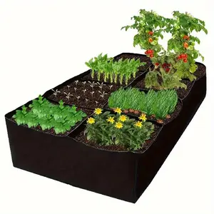 Modern 8-grid Plant Potato Grow Bag, Breathable Planter Raised Bed, Rectangle Planting Container for Outdoor Indoor Gardening Flower, Stackable Vegetable Planters