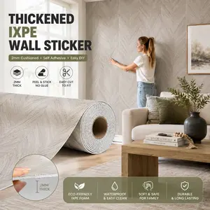 LCC Luxury Herringbone Wood Wall Sticker 2mm Thick IXPE Peel and Stick Wallpaper Easy DIY Apartment Makeover Decor