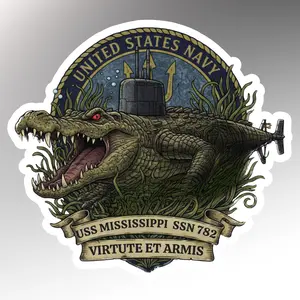 USS Mississippi SSN-782 Gator Crest Sticker – Navy Submarine Vinyl Decal