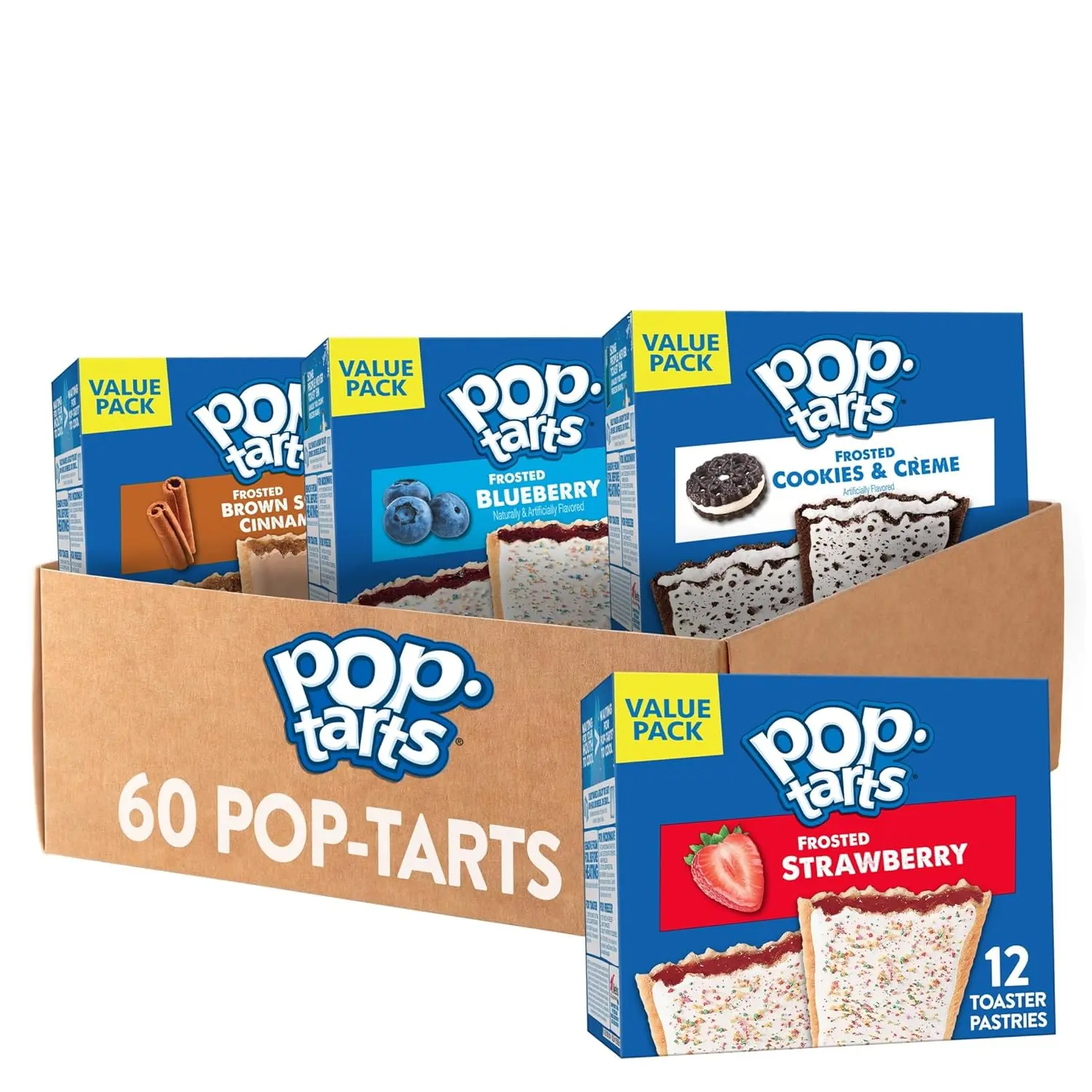 Pop-Tarts Toaster Pastries, Breakfast & Dessert Snack Cakes, Kids' Snacks, Variety Pack (60 Count) Dessert Cream Cream