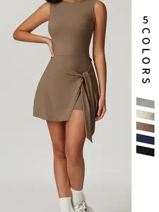 Women's Elegant Golf Tennis Skirt, Sleeveless Casual Design, Leakproof 2-In-1 Sports & Daily Wear, Perfect for Active Lifestyle, Tennis Dress With Shorts, Sporty Tennis Dress