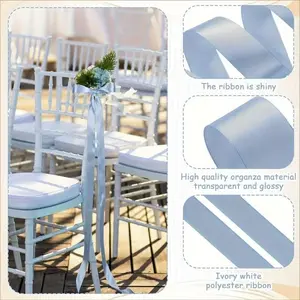 12 Piece Wedding Bow Decorations, Satin Butterfly Knots, Chair Ribbons, Backdrop Waistbands, Elegant Ceremony Decor ( Blue)