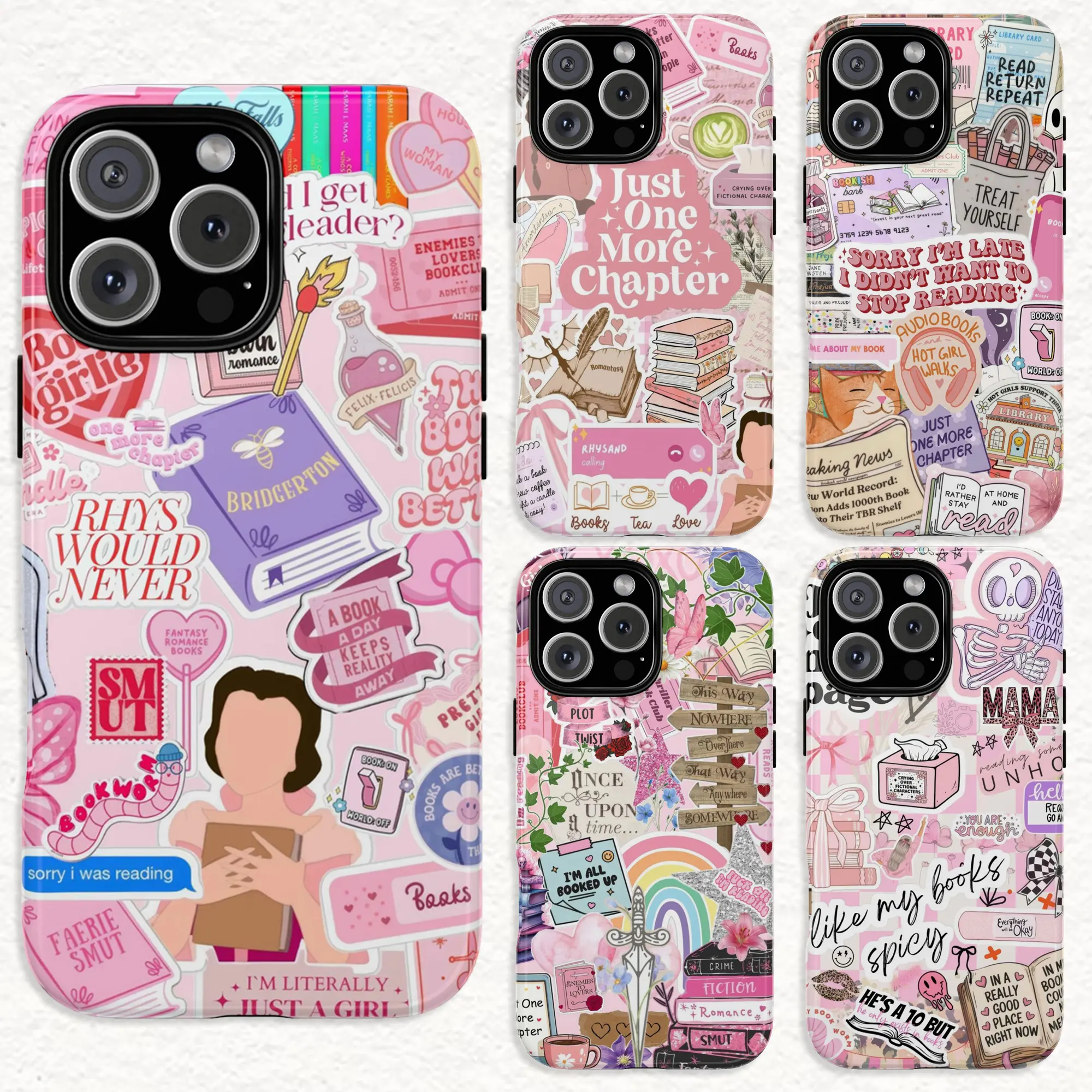 Floral Pink Book Lover Smartphone Case - Handheld Protection for iPhone 17,16,15,14,13,12,11,X & Samsung Devices, Ideal Booktok/Bookstagram Gift for Bookworms, Casing