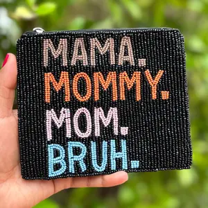 Mama Mommy Mom Bruh Beaded Pouch