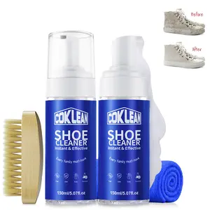 COKLEAN Shoe Cleaner Kit 99% sterilization with Bottle and Brush For Fabric Cleaner For Leather, Whites, Suede and Nubuck Sneakers