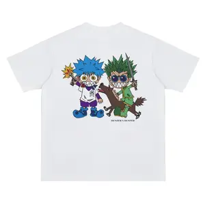Hunter X Hunter "Gon Killua" Vintage Oversized Tee Casual Unisex Apparel Anime T-shirt 100% Cotton Original Design Men's Top for Fans Soft Cotton Comfortable Everyday Wear Menswear Tshirt