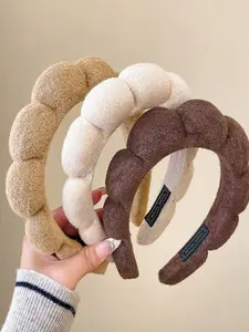 Women's Latte Color Sponge Cloud Top Knot Headband Set, Knotted Headband, Soft & Comfortable Design, Perfect for Skincare & Daily Wear, Accessories