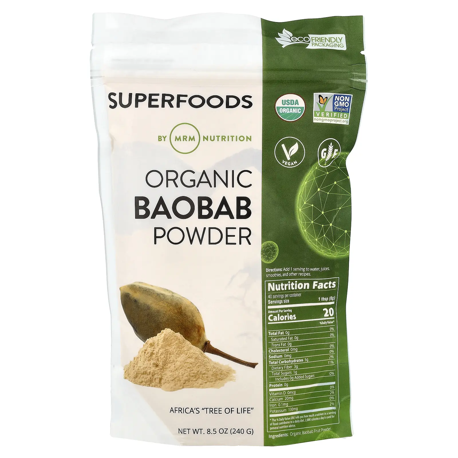 MRM Nutrition Organic Baobab Powder, 8.5 oz (240 g)