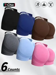 Women's Seamless Sporty High Waisted Casual Athletic Shorts, High Stretch Knit Fabric, Wide Leg, Plain Pattern, All Seasons, Gym & Daily Wear