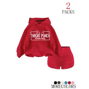 Cool Hoodie Set with High-Waisted Ruched Shorts, Loose Fit, Soft Fabric, Perfect for Fall & Winter, School & Club Wear