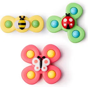 Strong Suction Cup Fidget Rotating Sensory Bath Toys  Baby Christmas Stocking Stuffers, Airplane Car Travel Table & Window Toys  Toddler Boys and Girls, 10+ Months