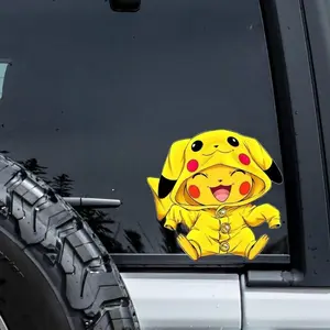 Pika pikachu Peeker Poke Anime Car Decal, Waterproof Vinyl Peeker Sticker, Vinyl Decal Anime Sticker for Laptop, Water Bottle, Car, Gamer Gift