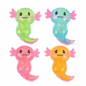 Glitter Axolotl Squishy Stress Relief Toy - Soft Fidget Squeeze Toy for Anxiety Relief