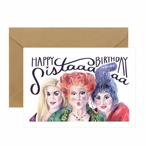 A Birthday Card for Your Sister Inspired by Hocus Pocus - a Humorous Festive Vibe Suitable for Anyone.